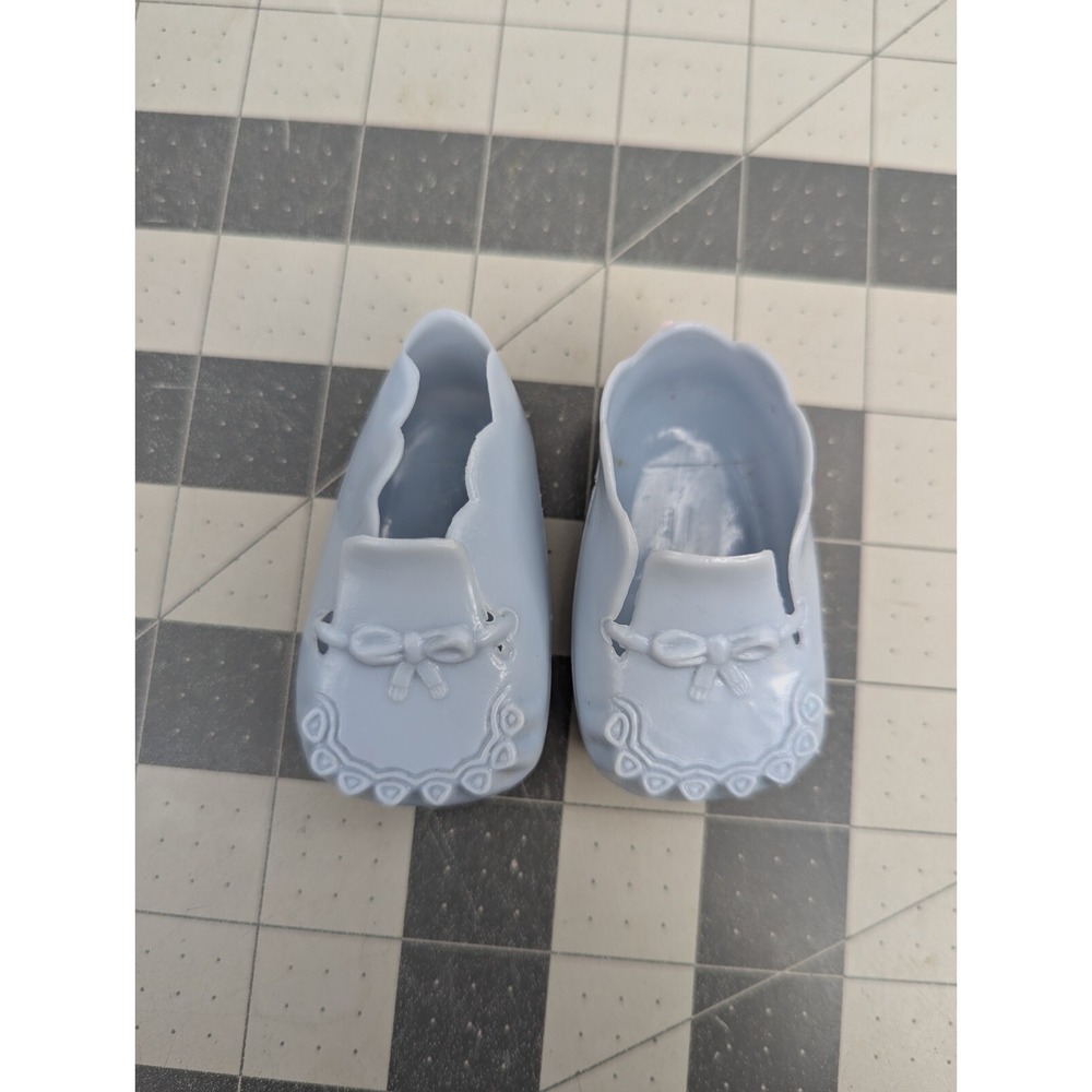 Doll Shoe Blue Scalloped Sides 2.75 Inch Long